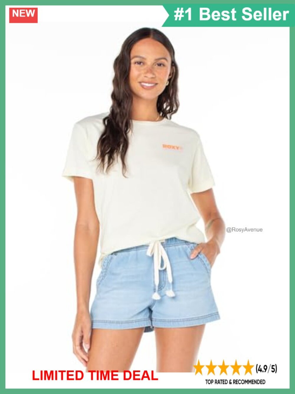 Roxy Women's Boyfriend Crew T-Shirt Cotton Relaxed Fit Short Sleeve